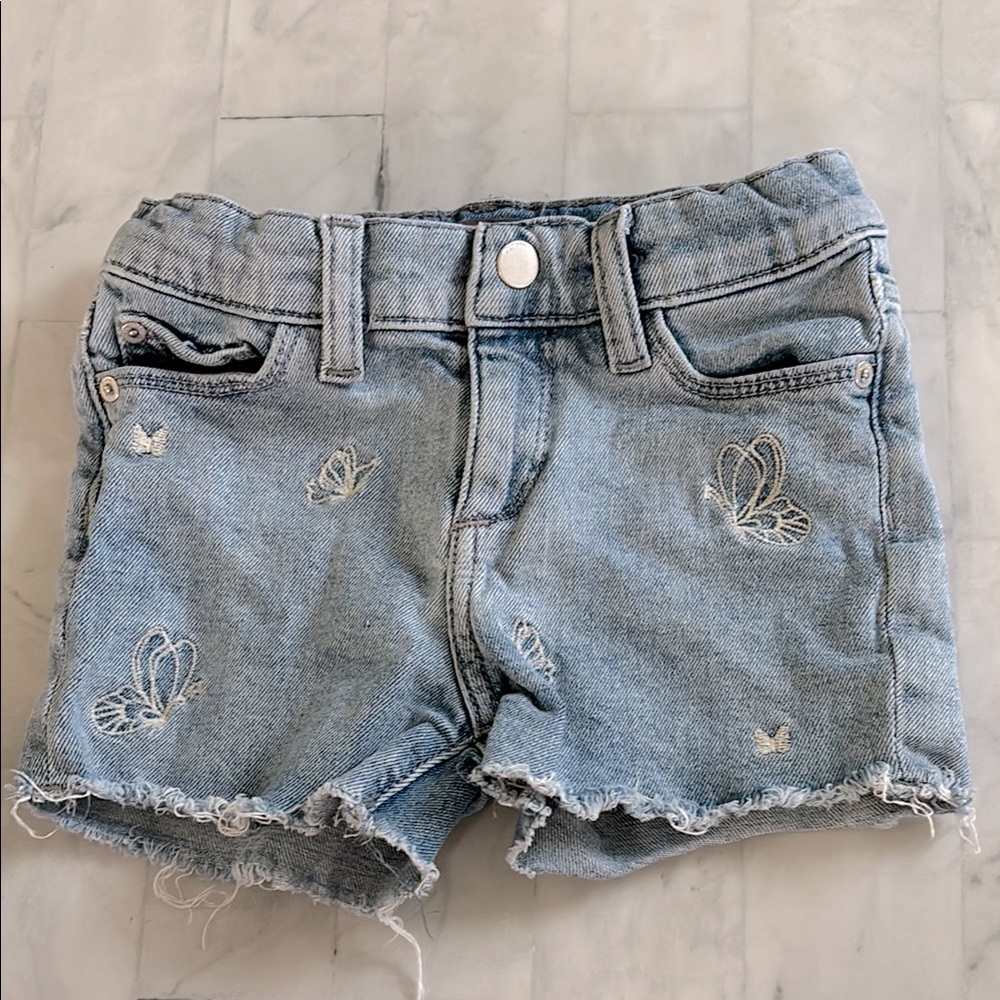 DL1961 Little Girl’s Butterfly Embroidered “Lucy” Denim Shorts
